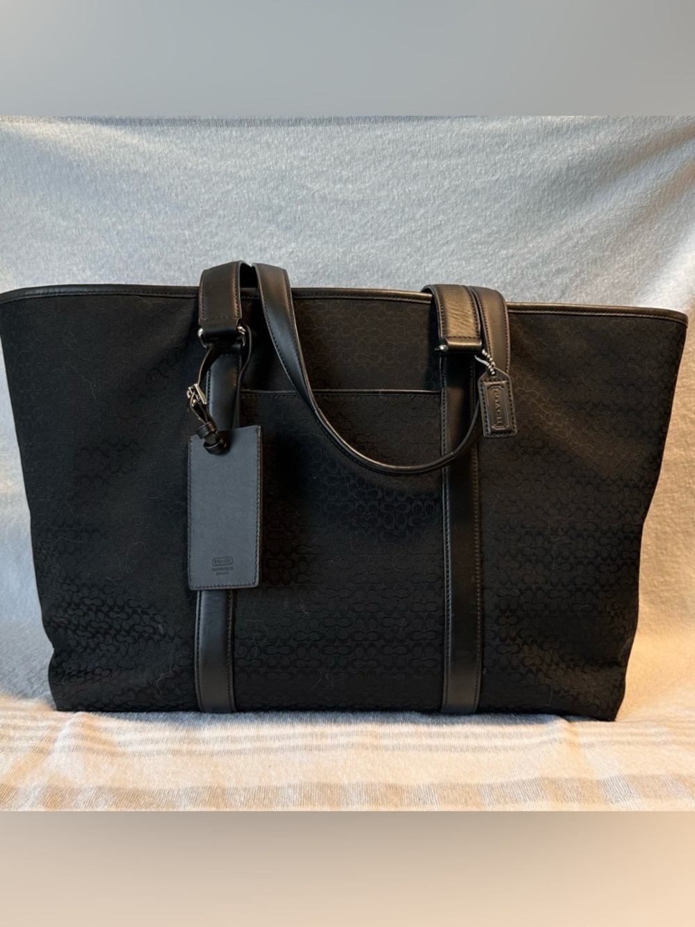Coach Black Signature Canvas Weekend Tote